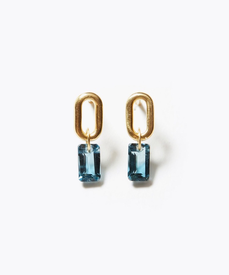[eden] K10 london blue topaz oval hoop pierced earring